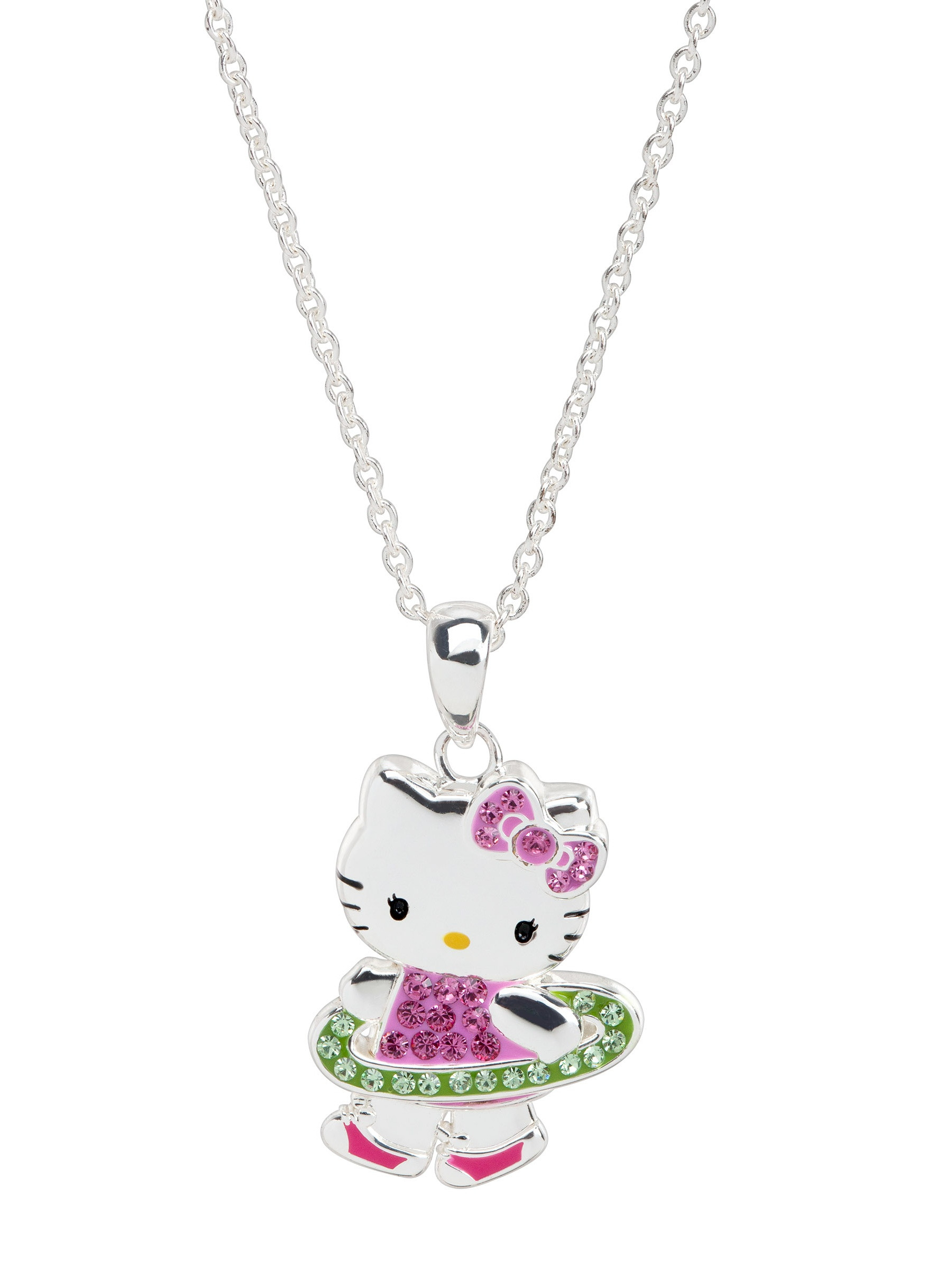 Hello Kitty Necklace
 Hello Kitty Hula Hoop Pendant Necklace with Crystals in