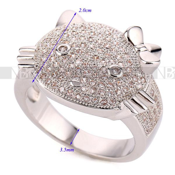 Hello Kitty Wedding Ring
 Cute Hello Kitty Ring White Platinum Gold Plated Jewelry