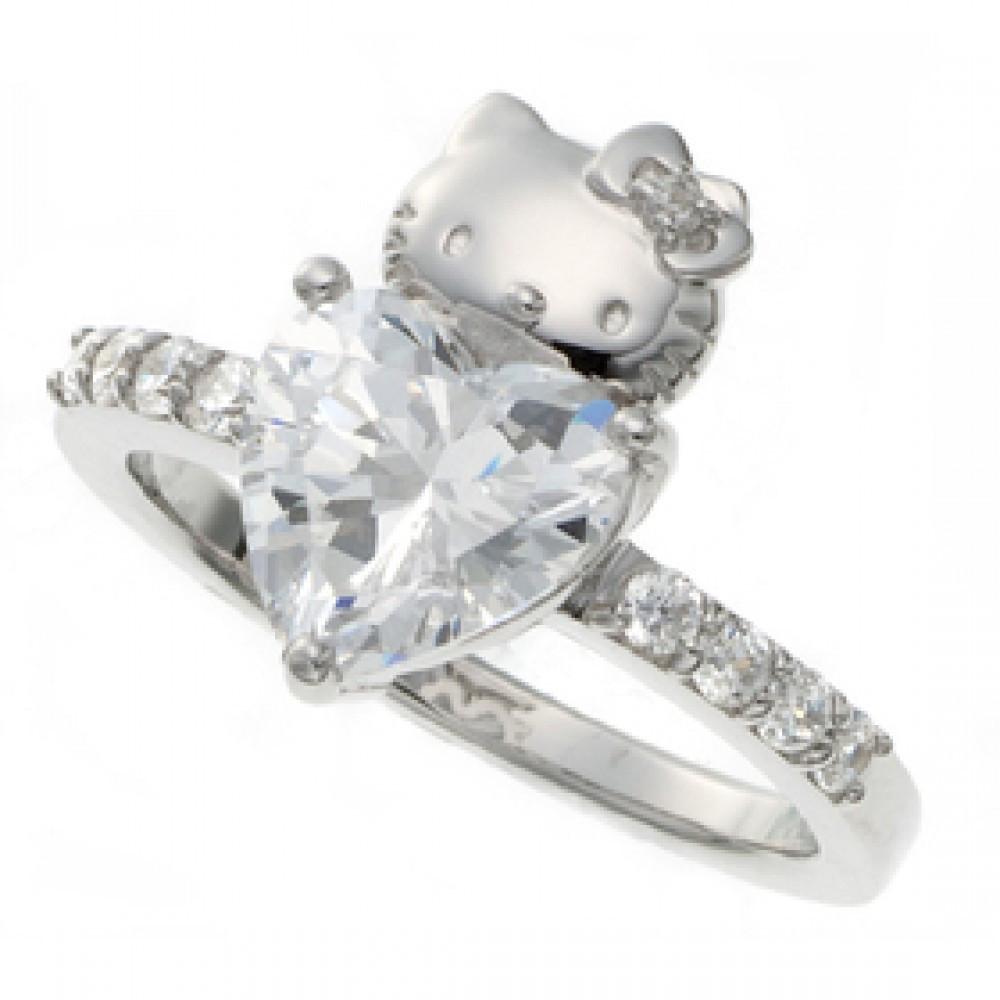 Hello Kitty Wedding Ring
 HELLO KITTY Swarovski Heart Engagement Wedding ring made