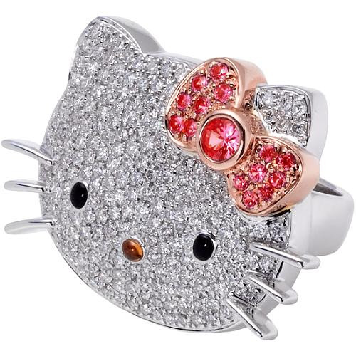 Hello Kitty Wedding Ring
 Hello Kitty Diamond and Pink Sapphire Ring