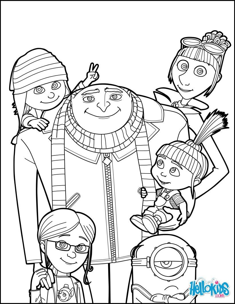 Hellokids Coloring Pages
 Despicable Me Gru and all the family coloring page More