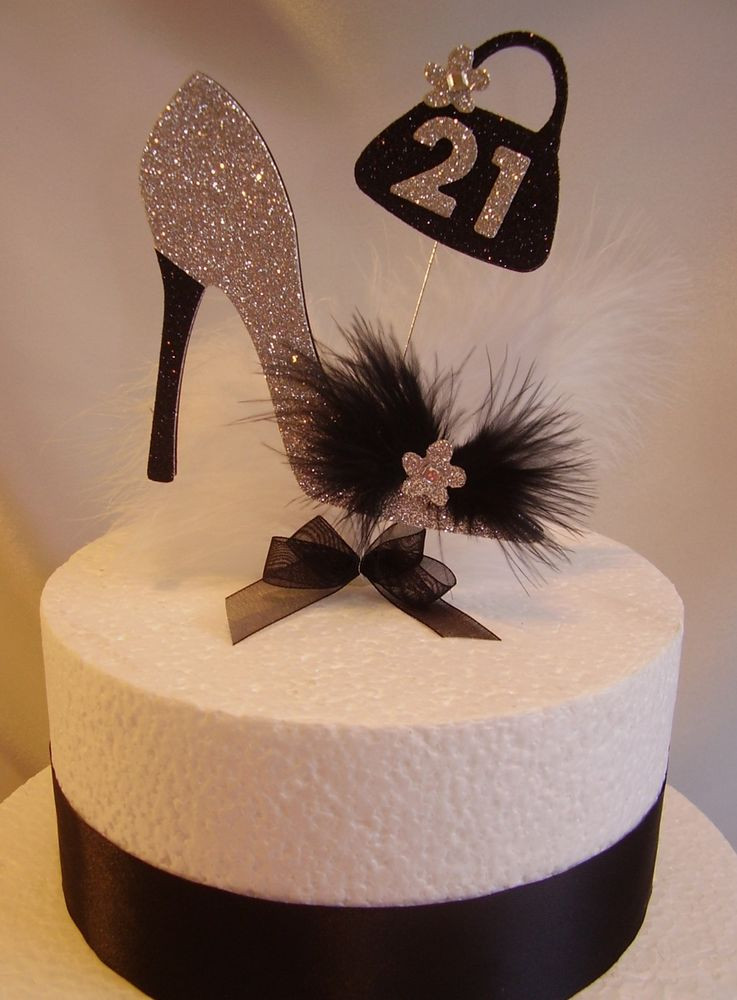 High Heel Birthday Cake
 High heel shoe and bag birthday cake topper age and colour