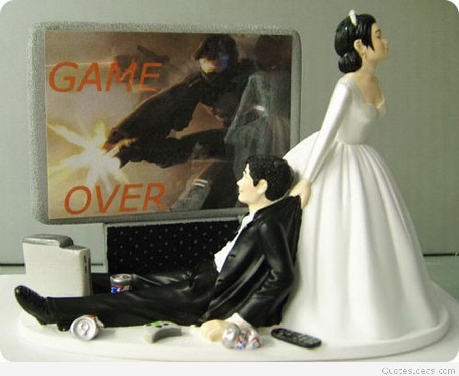 Hilarious Wedding Cake Toppers
 Funny Game Over Quotes Sayings with cards images