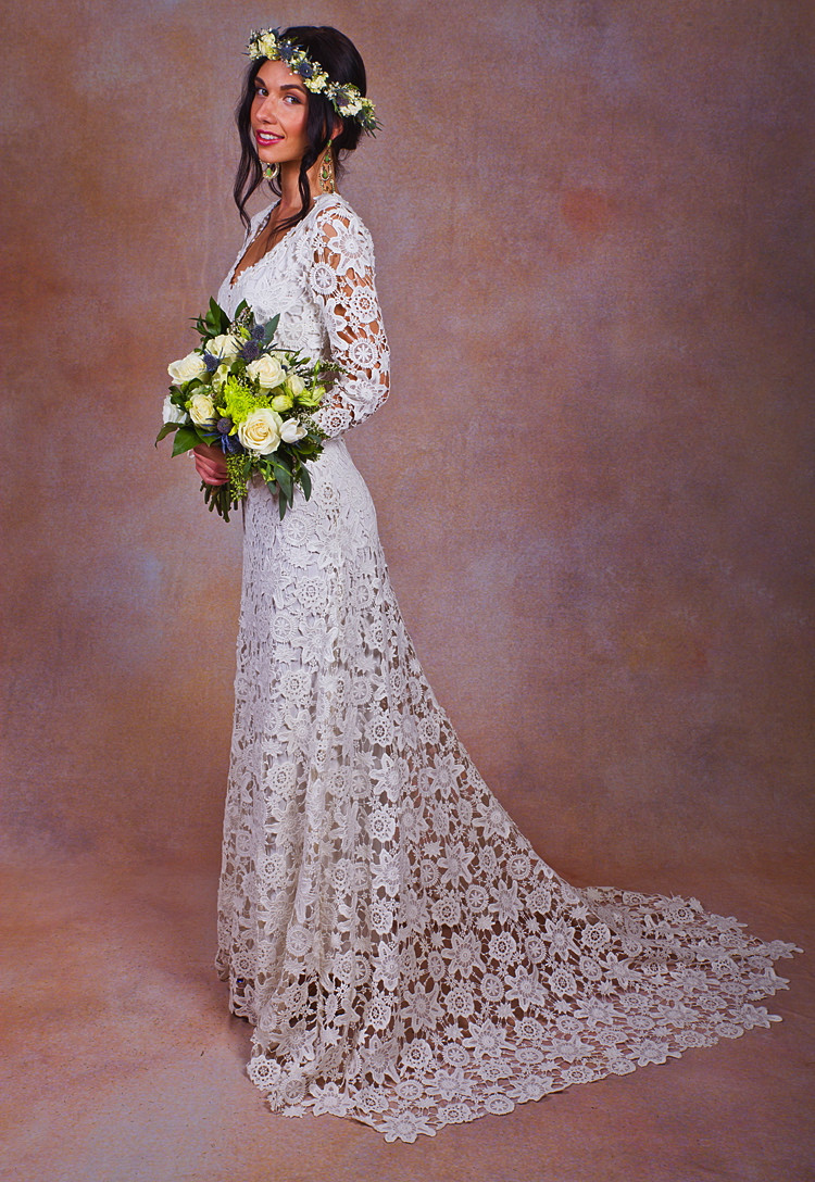 Hippie Style Wedding Dresses
 Bri te Crochet Lace Wedding Dress
