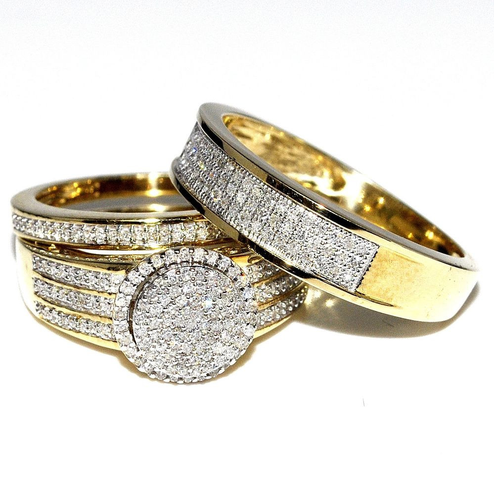 His And Her Wedding Ring Sets
 His and Her Bridal Rings Set Trio 0 73ct 10K Yellow Gold