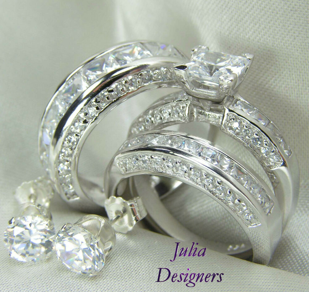 His And Her Wedding Ring Sets
 His & Her Matching 3pcs Engagement Wedding Ring Set