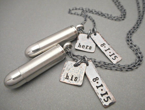 His And Hers Bullet Necklaces
 Personalized His and Hers Bullet necklace by