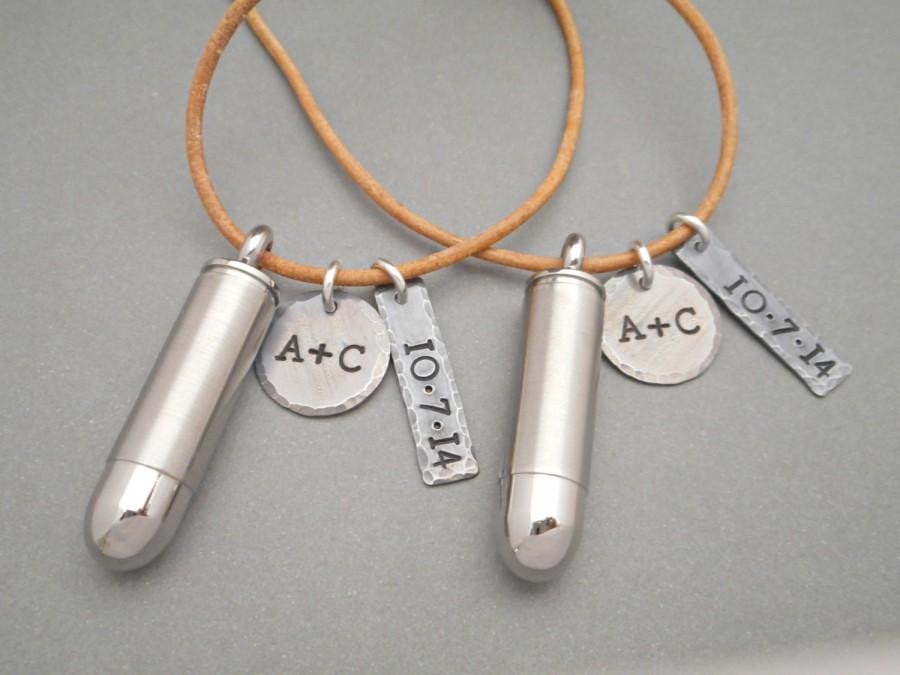 His And Hers Bullet Necklaces
 Matching Couples Necklaces Couples Jewelry Bullet