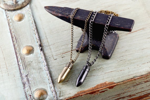 His And Hers Bullet Necklaces
 Couples Necklace His and Hers Jewelry Matching by EmdemJewelry