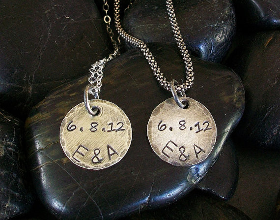 His Hers Necklace Set
 Matching HIS and HERS Necklace Set Couples Initials & Date on