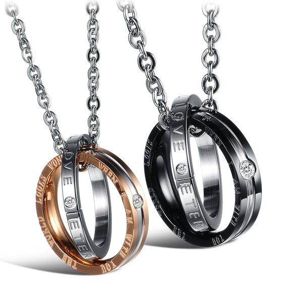 His Hers Necklace Set
 His & Hers Matching Couple Pendant Necklace Set