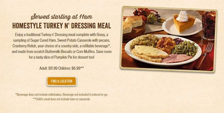 Holiday Dinners To Go
 Cracker Barrel Thanksgiving Dinner Menu 2015 & To Go Meals