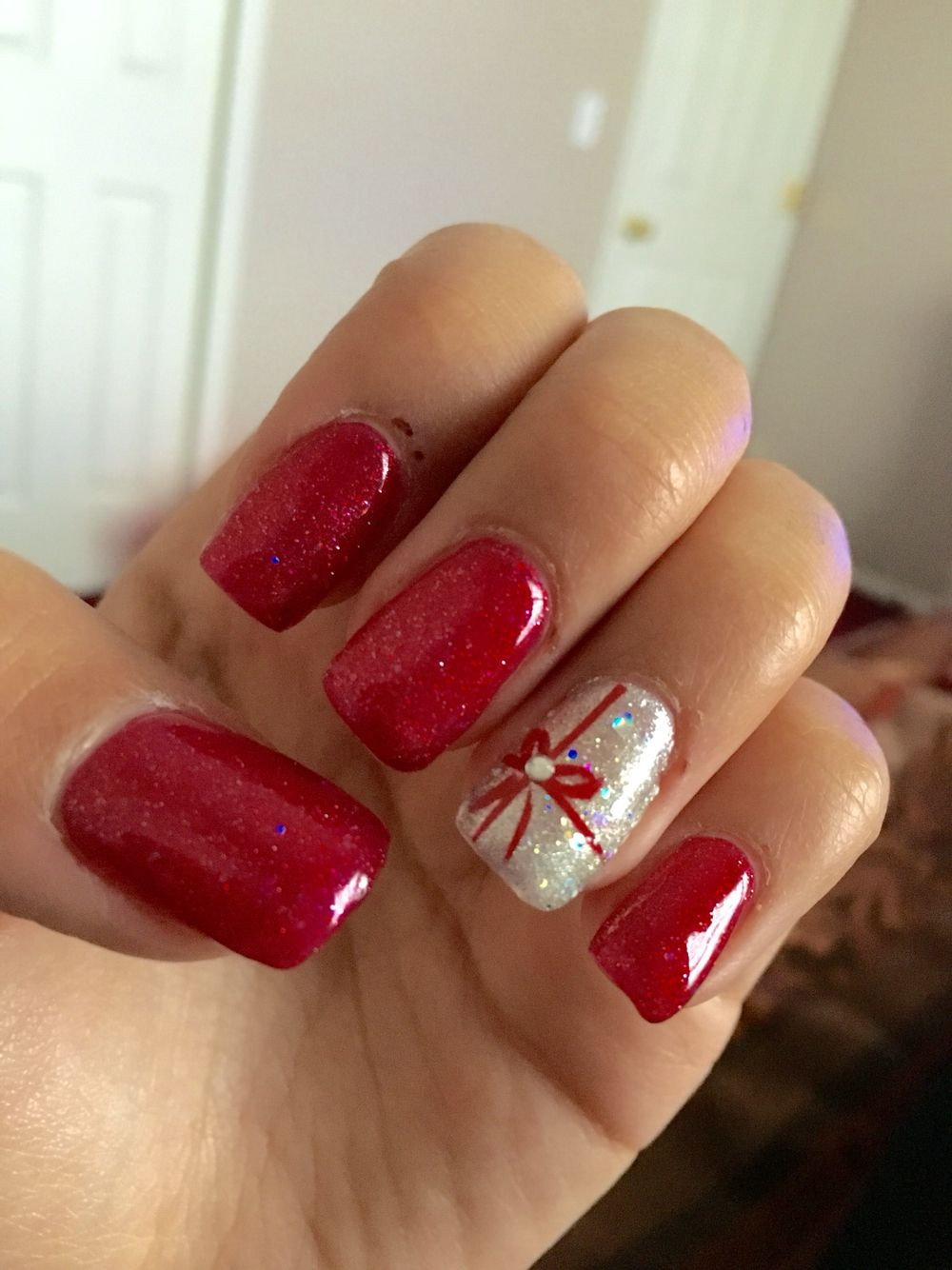 Holiday Gel Nail Designs
 Cute nails Christmas nails acrylic gel shilac red