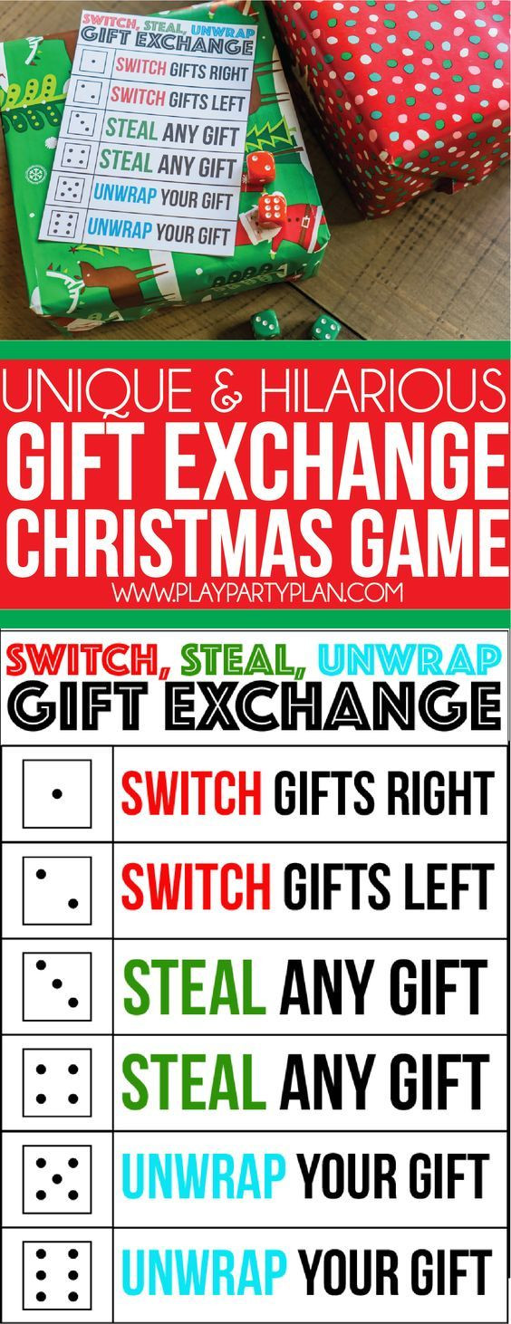 Holiday Gift Exchange Games Ideas
 Switch Steal Unwrap Luck of the Dice Gift Exchange Game
