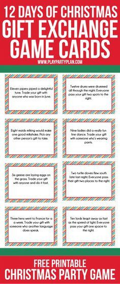 Holiday Party Gift Exchange Ideas
 12 Days of Christmas Party Gift Exchange Game