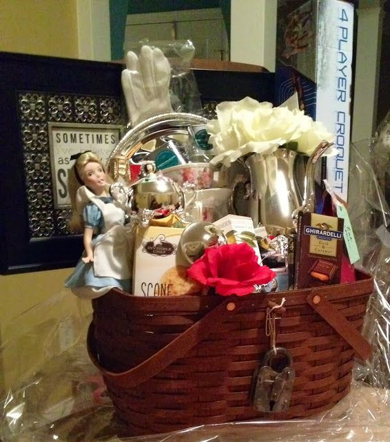 Holiday Party Raffle Ideas
 Alice in Wonderland theme basket for a charity auction