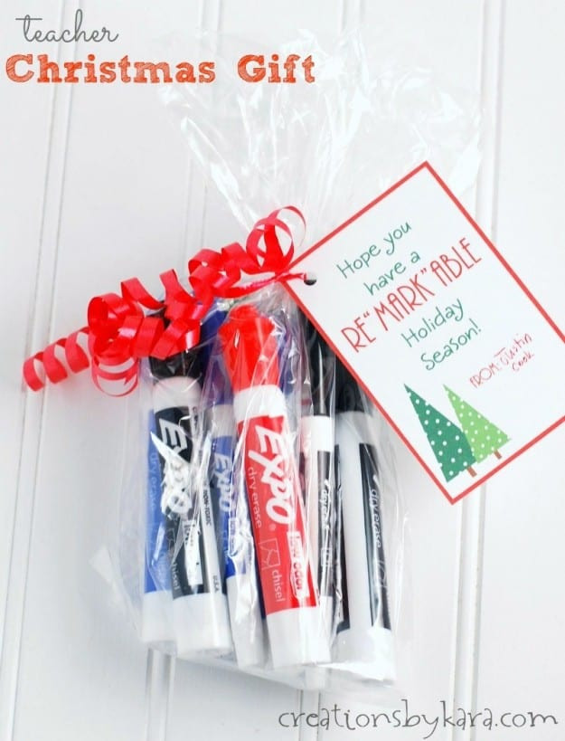 Holiday Teacher Gift Ideas
 Teacher Christmas t markers with free printable card