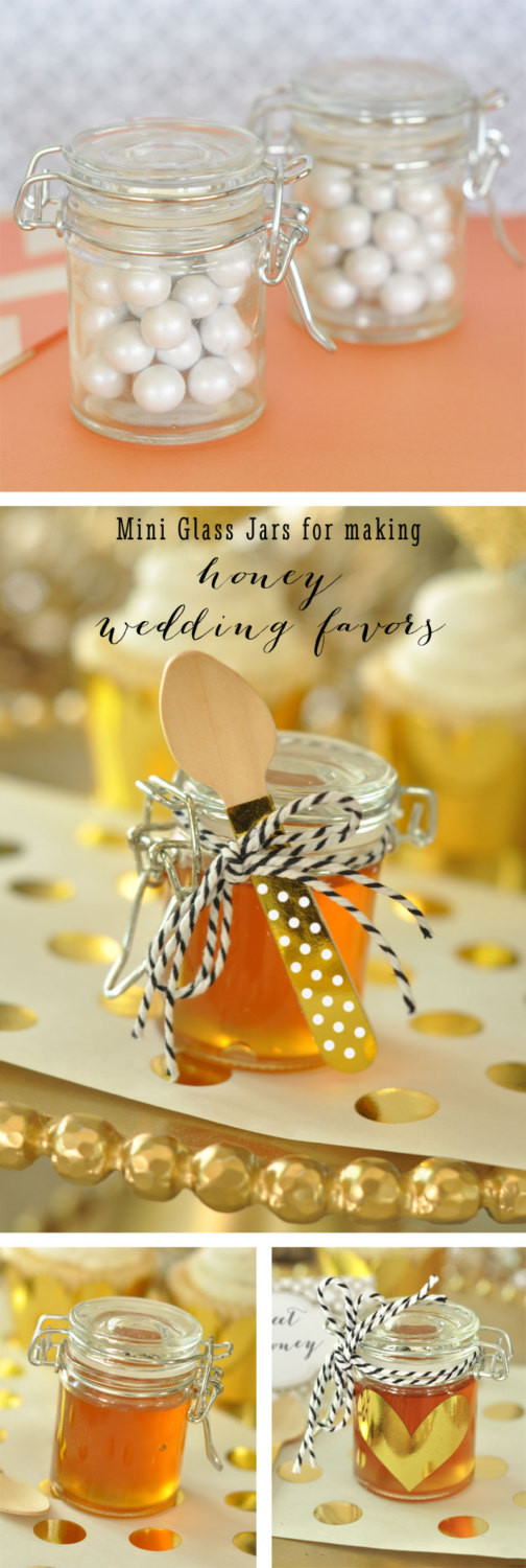 Honey Wedding Favors DIY
 Honey Wedding Favor Jars DIY Mini Honey Jar Favors by ModParty