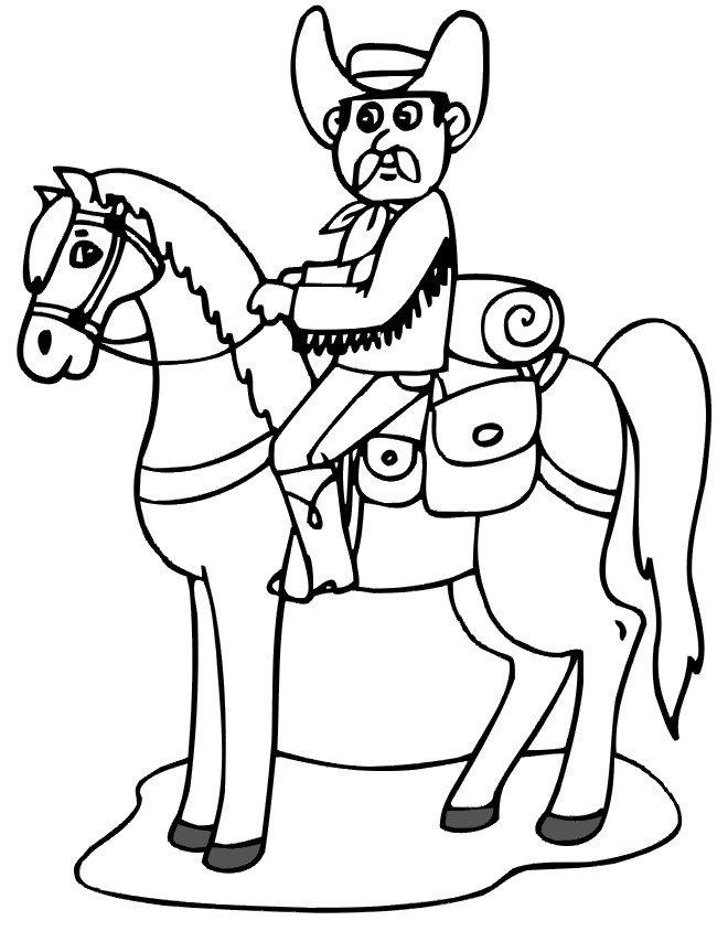 Horse Coloring Pages For Older Kids
 Cowboy on horse coloring page
