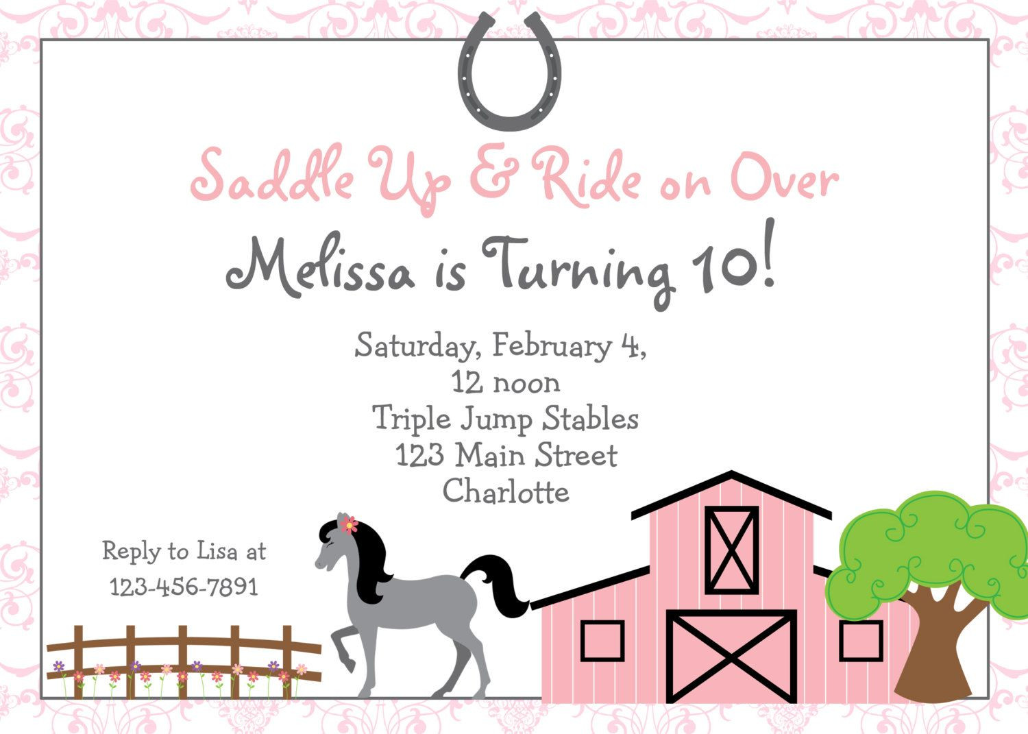 Horse Riding Birthday Party
 Free Printable Horse Riding Party Invitations