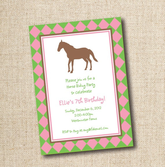 Horse Riding Birthday Party
 Horseback riding birthday party invitation custom printable