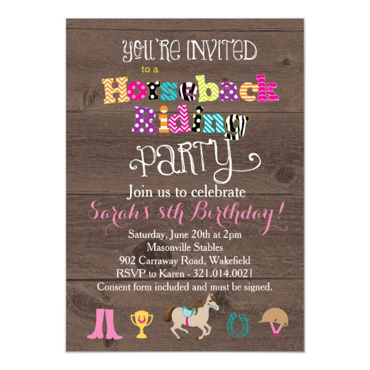 Horse Riding Birthday Party
 Horseback Riding Birthday Party Invitation