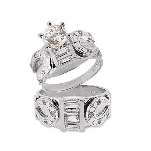 Horseshoe Wedding Rings
 Amazon 14k White Gold Trio Three Piece Wedding Ring