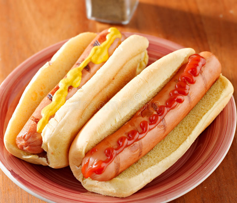 Hot Dogs Condiments
 Two Hot Dogs With Condiments Stock graphy Image