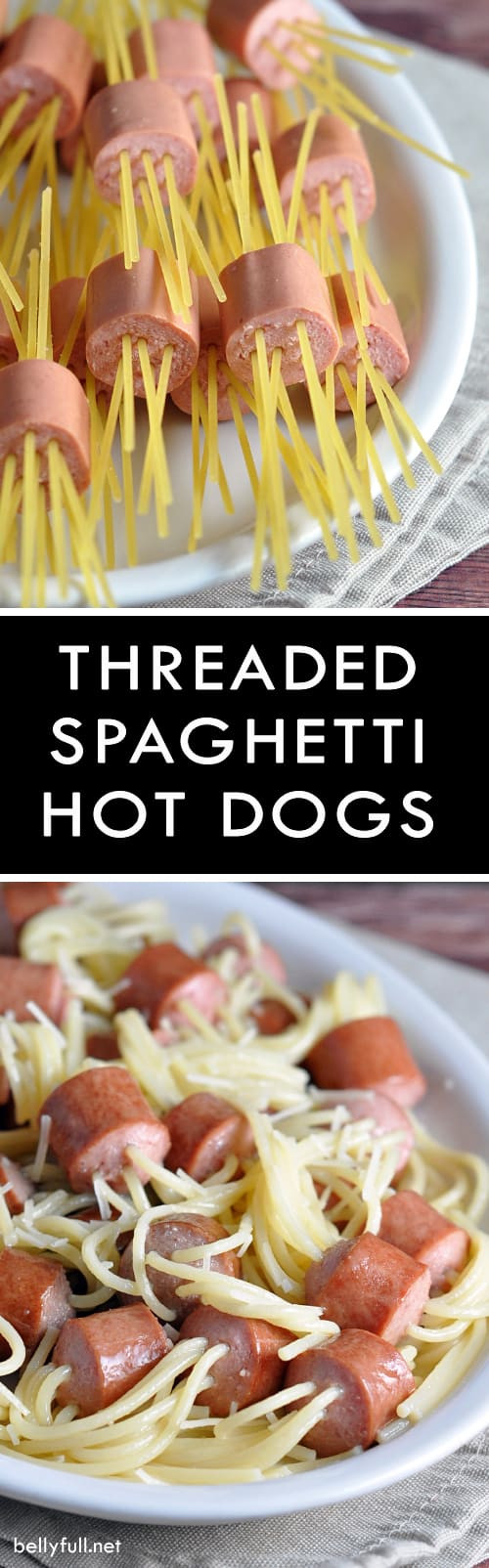 Hot Dogs Pasta
 Threaded Spaghetti Hot Dog Bites