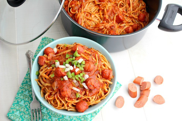 Hot Dogs Pasta
 Homemade Spaghetti and Hot Dogs Recipe