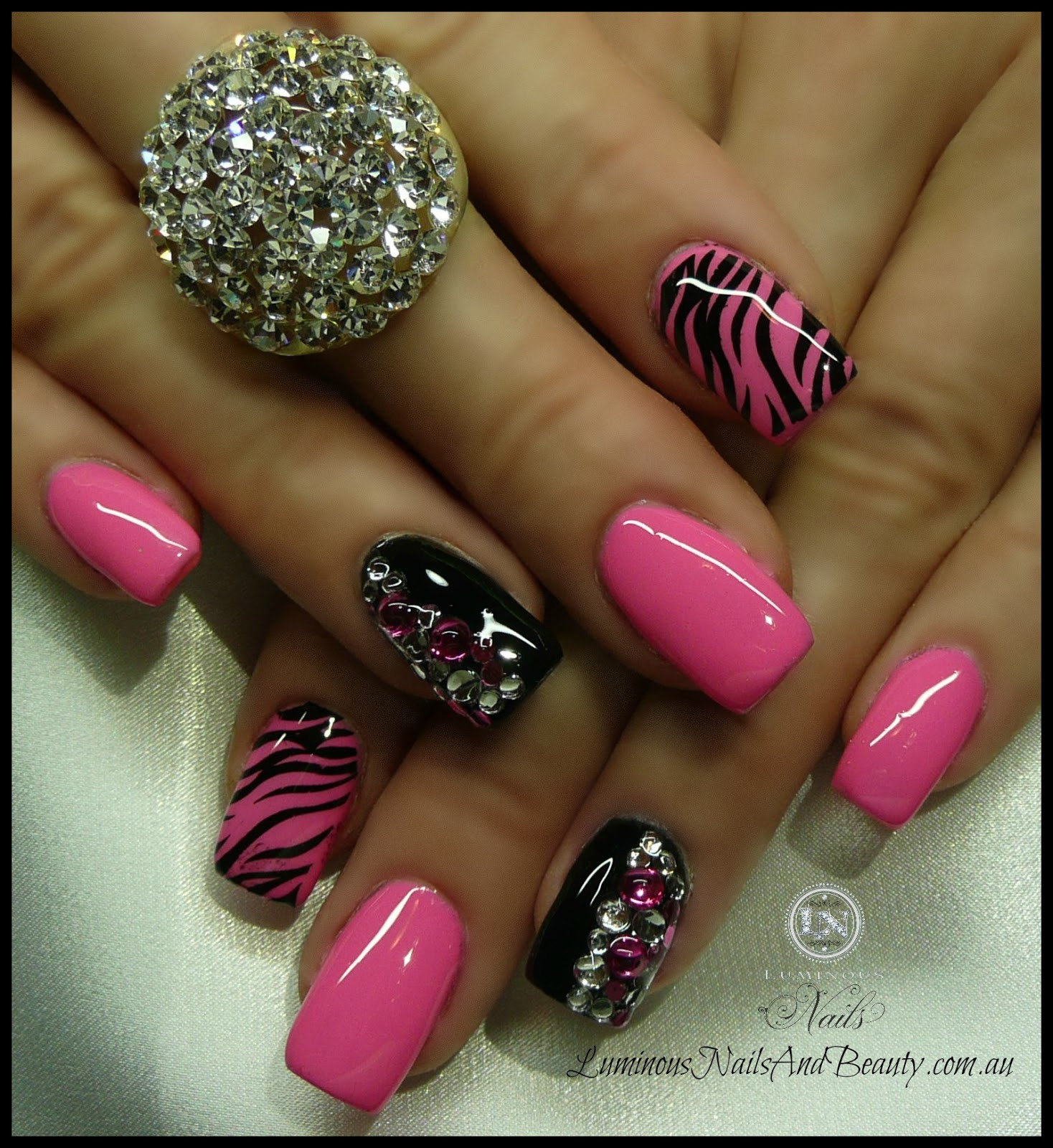 Hot Pink And Black Nail Designs
 Luminous Nails November 2012