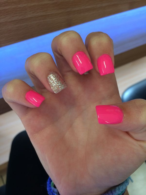 Hot Pink Glitter Nails
 2629 best Nails images on Pinterest