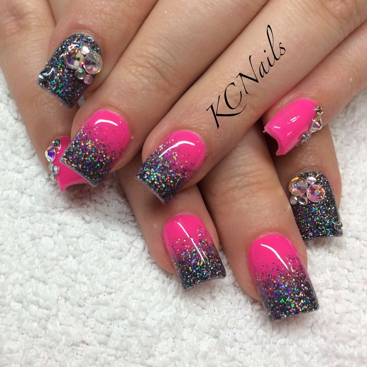 Hot Pink Glitter Nails
 Best 25 Hot pink pedicure ideas on Pinterest