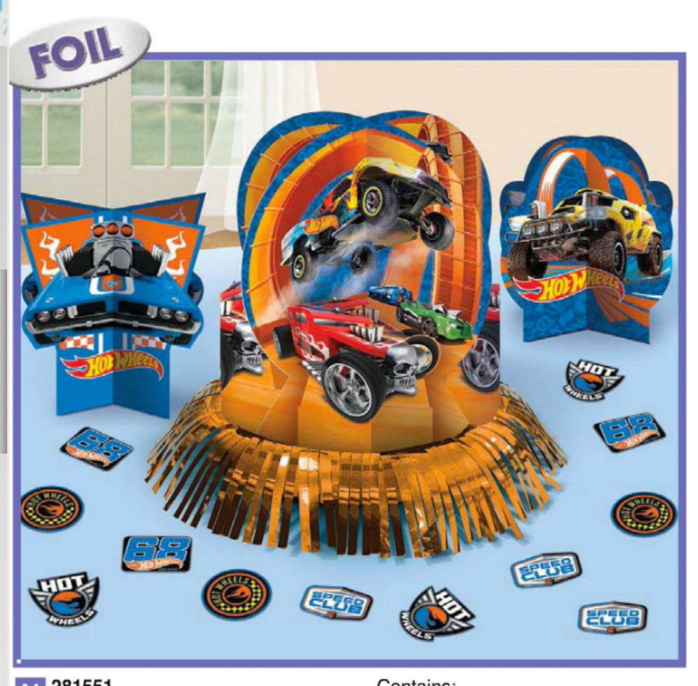 Hot Wheels Birthday Party Decorations
 Hot Wheels WILD RACER Table Decoration Kit Boys Birthday