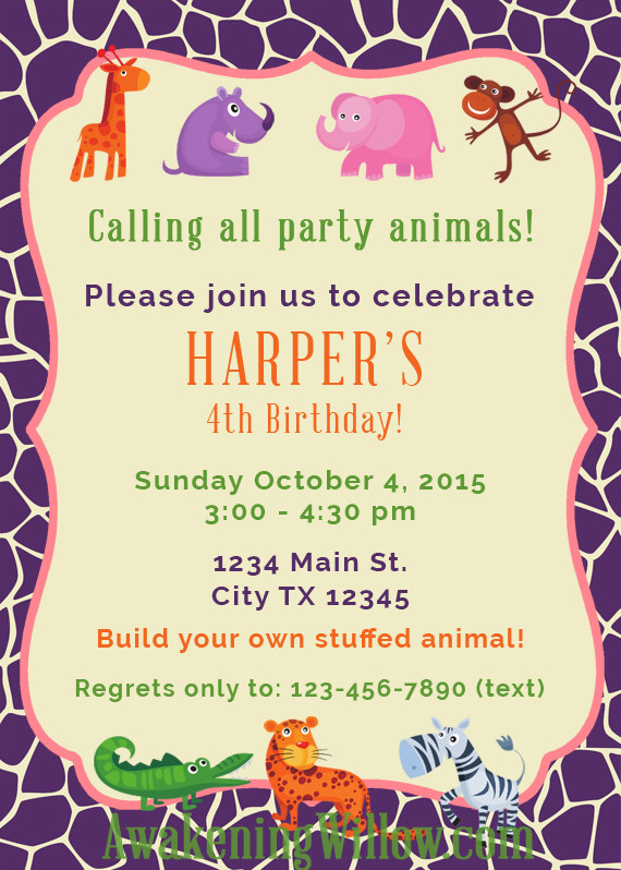 How To Create A Birthday Invitation
 Make Your Own Stuffed Animals Birthday Party Decorations