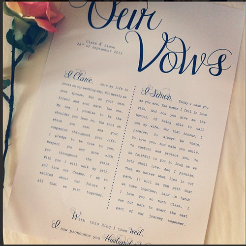 How To Write Wedding Vows For Him
 Wedding Vows printed with your personal wording Perfect