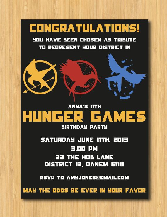 Hunger Games Birthday Party Ideas
 Hunger Games Printable Birthday Party Invitation