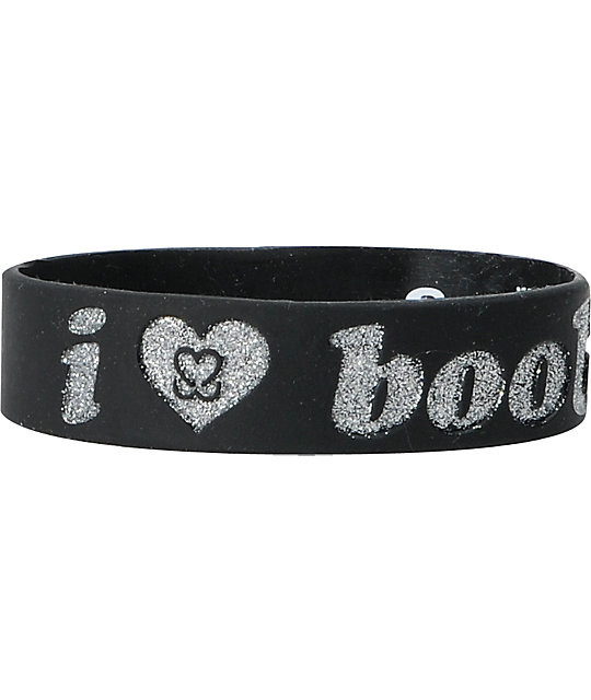 I Love Boobies Bracelets
 Keep A Breast Black & Silver Glitter I Love Boobies Bracelet
