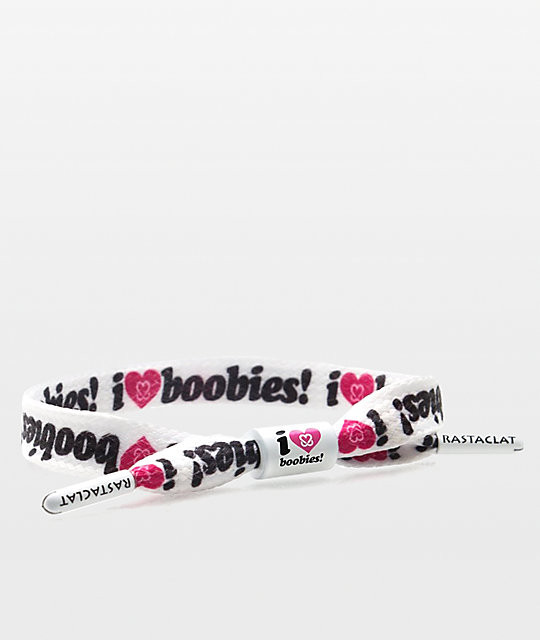 I Love Boobies Bracelets
 Rastaclat I Love Boobies White Fat Lace Bracelet