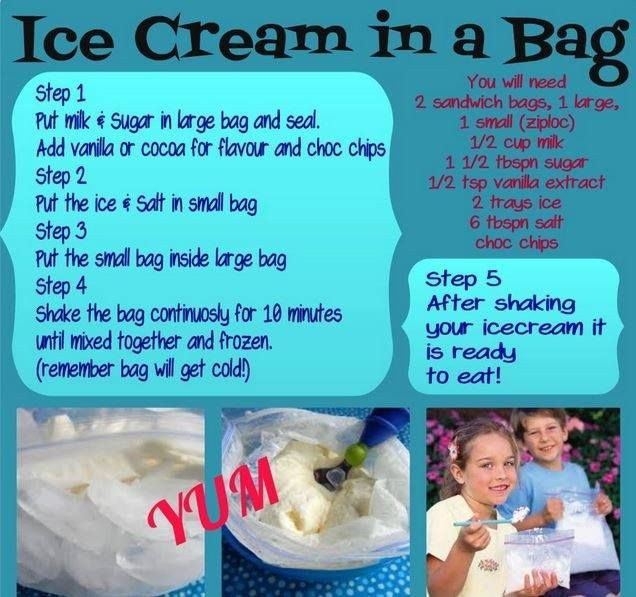 Ice Cream Recipes For Kids
 Homemade Ice Cream in a Bag This is so much fun for kids