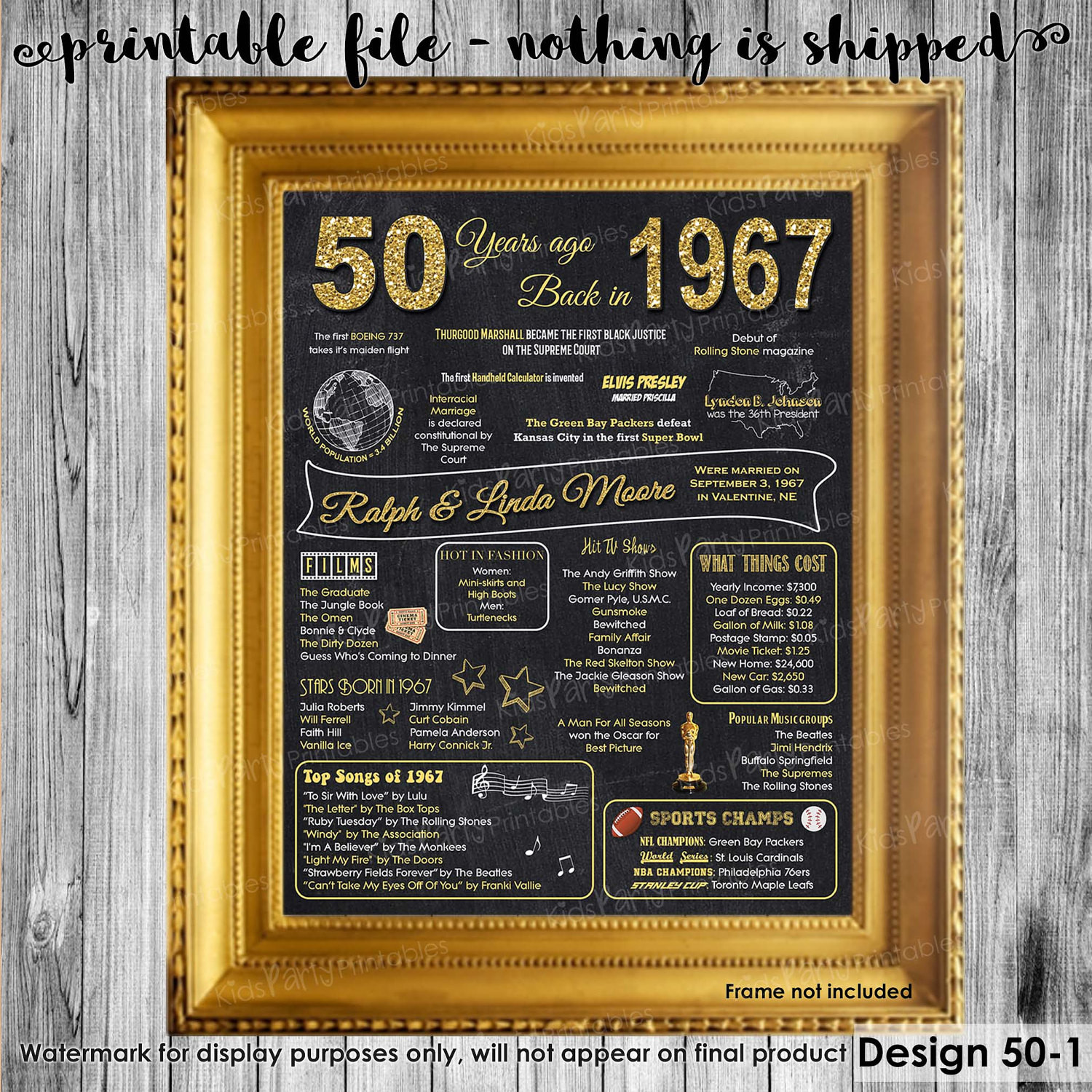 Ideas For 50th Wedding Anniversary Gifts
 50th Anniversary Decoration 50th Anniversary Gifts for
