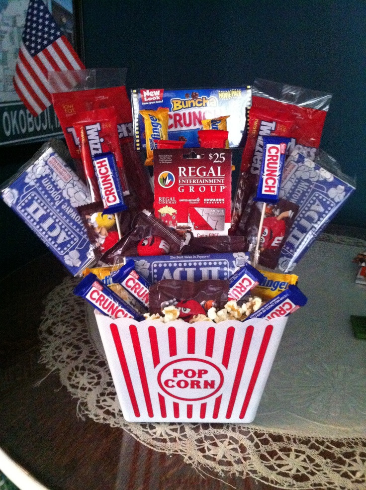 Ideas For A Movie Theater Gift Basket
 Movie themed basket With a regal t card in middle