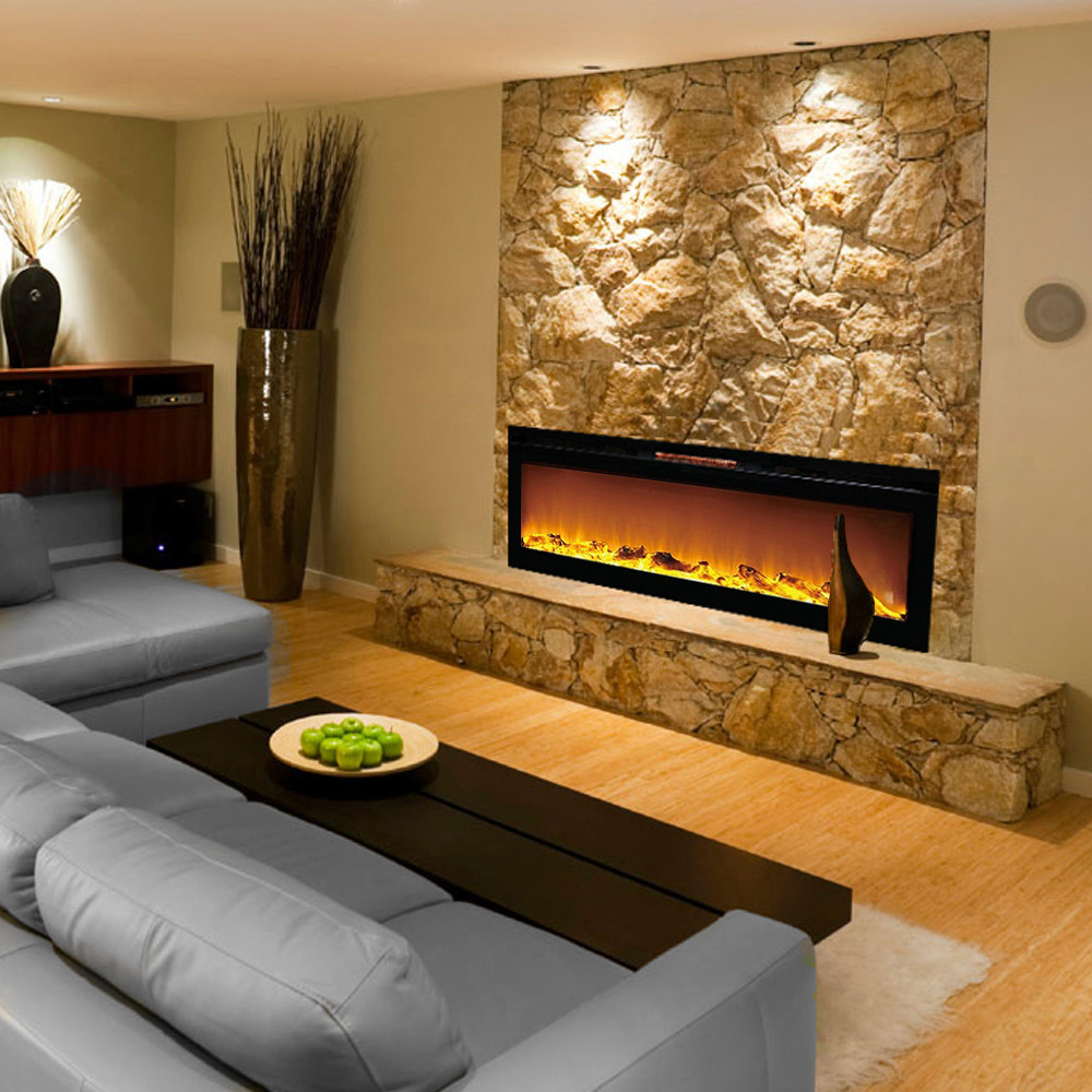 In Wall Electric Fireplace
 Ryan Rove Astoria 60"Built Ventless Heater Recessed Wall