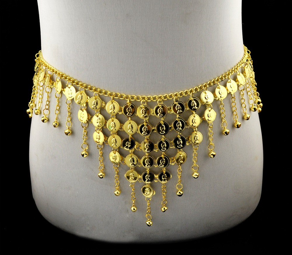 Indian Body Jewelry
 Indian Belly Dance Waist Chain Gold Metal Dangle Coins