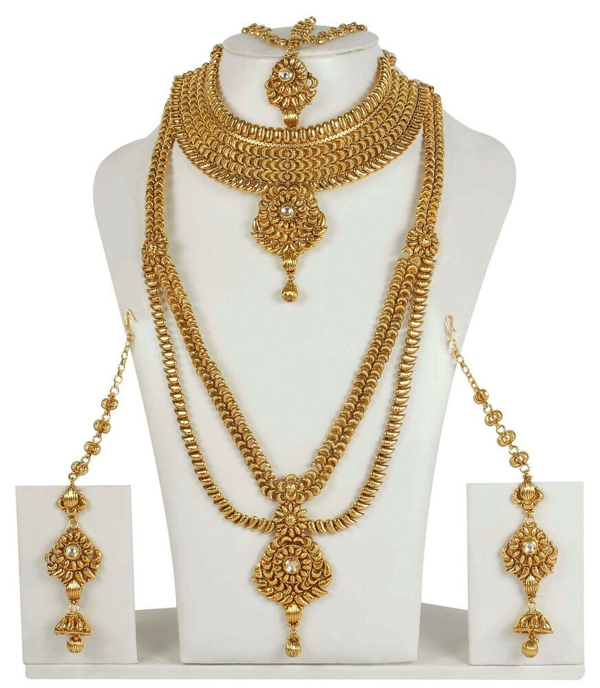Indian Bridal Jewelry Sets
 2161 Indian Ethnic Kundan CZ Stone White Bridal Jewelry