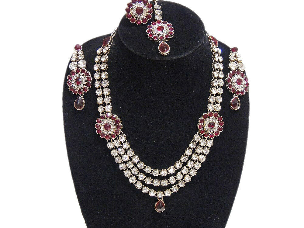 Indian Necklace Sets
 Fashion Jewelry Set India Red Long Kundan Necklace