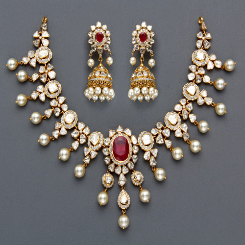 Indian Necklace Sets
 Indian Jewellery and Clothing Polki Necklace sets from