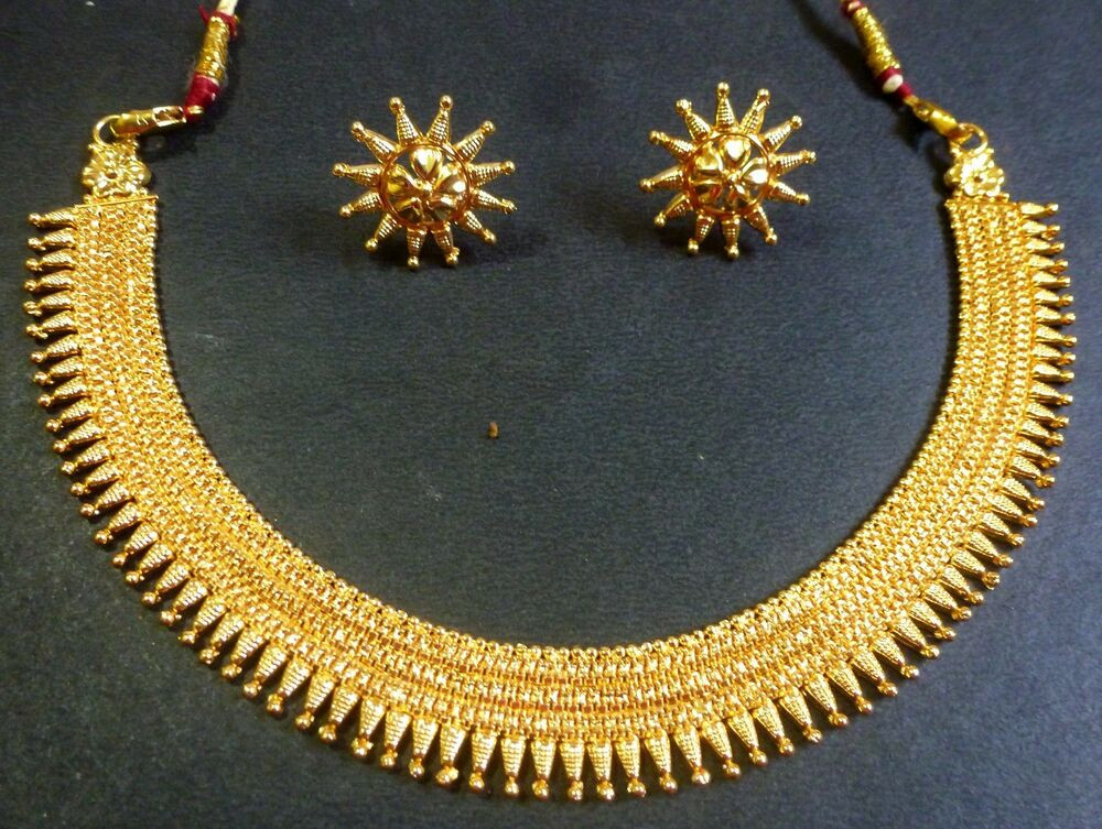 Indian Necklace Sets
 Indian bridal South Indian Surya Haar Gold Plate Necklace