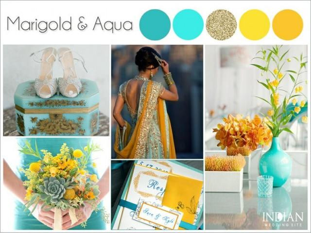 Indian Wedding Colors
 Aqua Marigold Yellow And Gold Indian Wedding Color