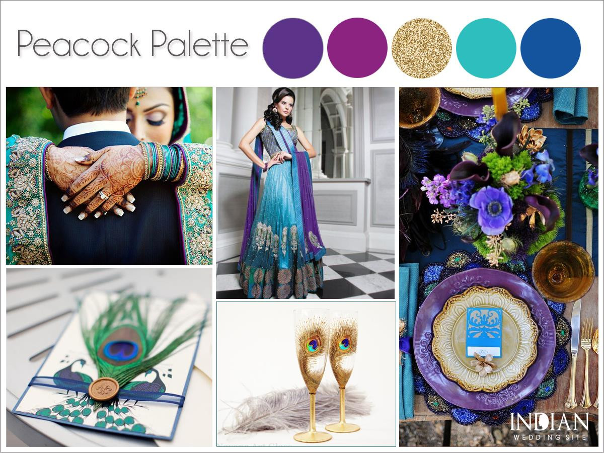 Indian Wedding Colors
 Peacock Theme Wedding Color Palette & Ideas